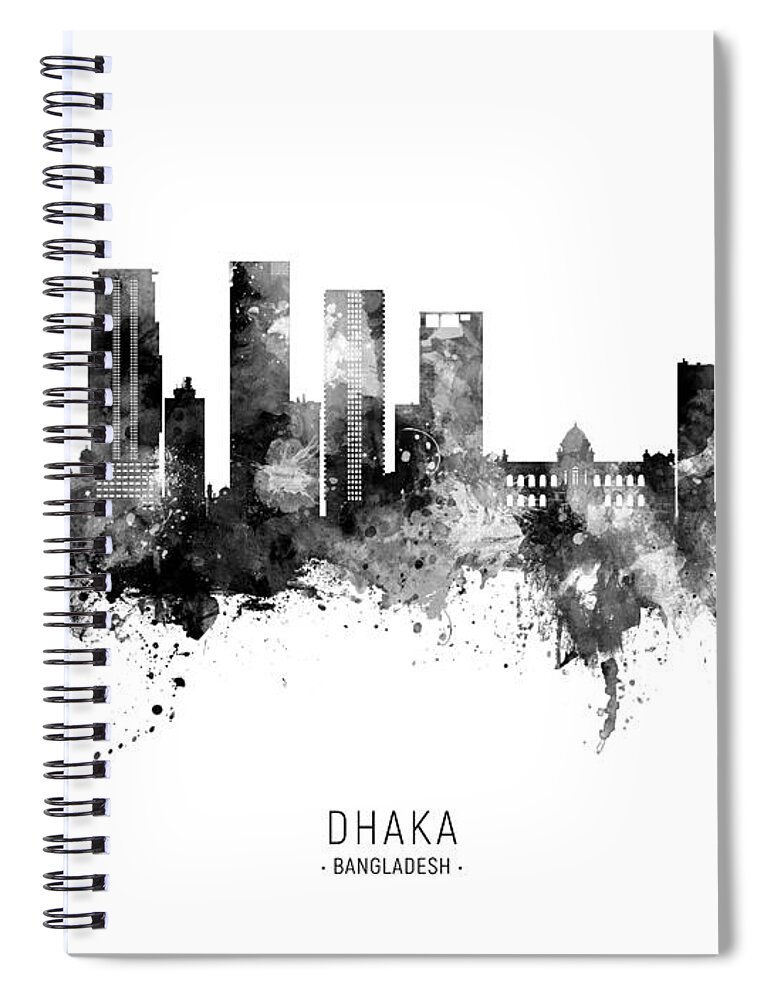 Dhaka Spiral Notebook featuring the digital art Dhaka Bangladesh Skyline #38 by Michael Tompsett