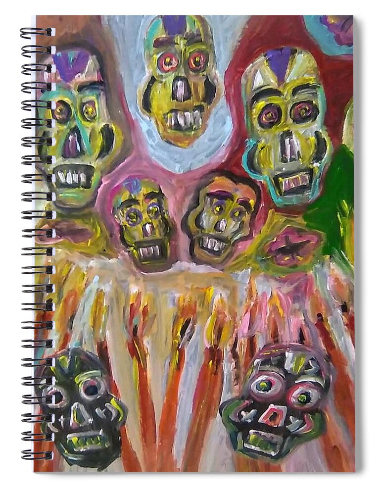 History Spiral Notebook featuring the painting Dia de los Muertos - The Gathering by Andrew Blitman