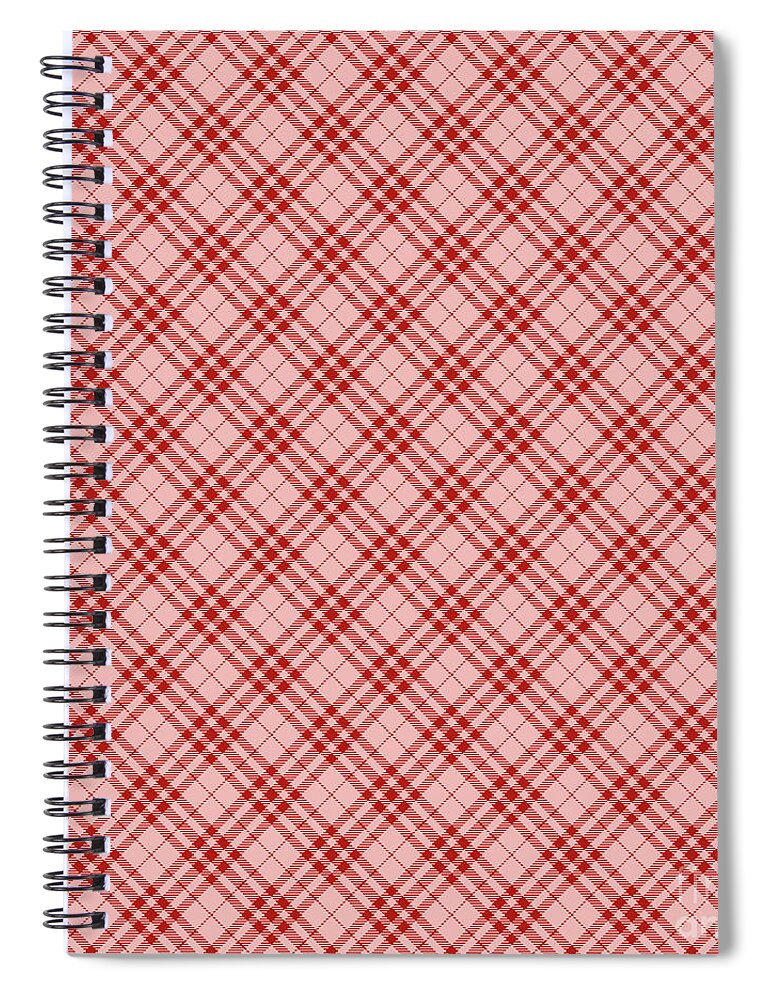 Pattern Spiral Notebook featuring the painting Diagonal Tartan Plaid Pattern In Light Coral And Venetian Red n.1534 by Holy Rock Design