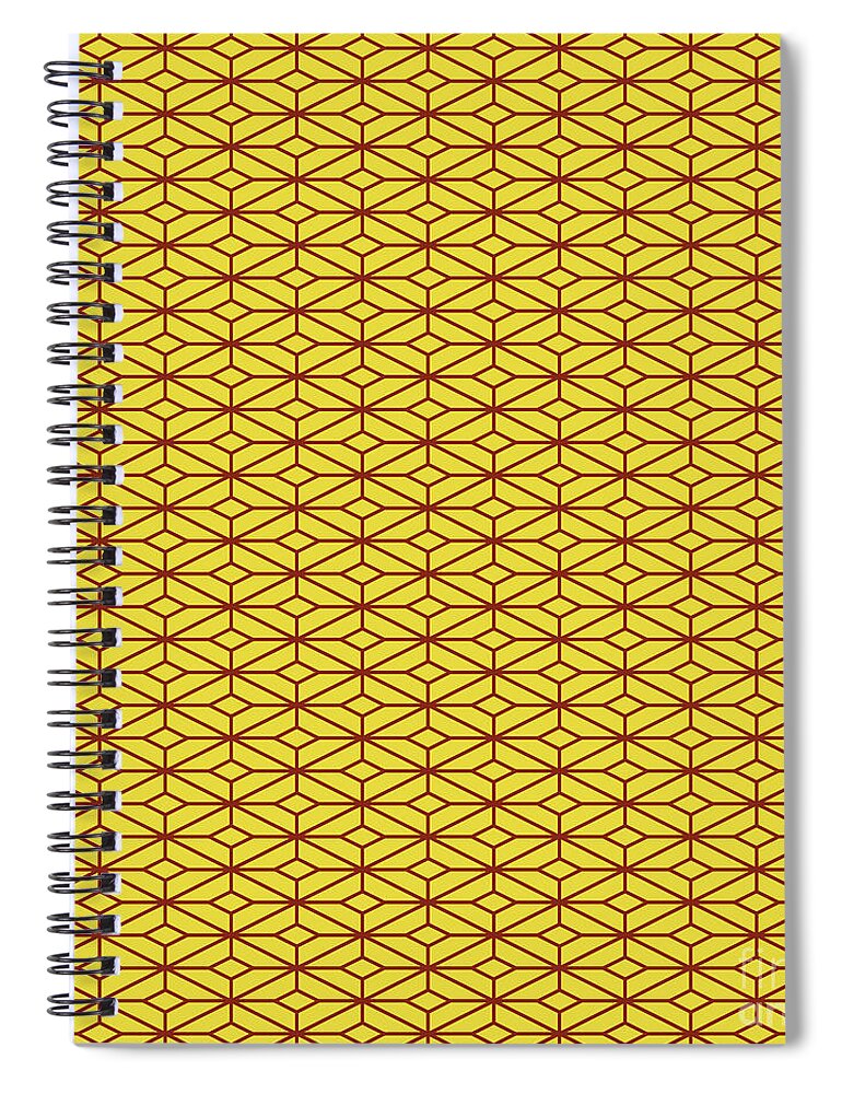Pattern Spiral Notebook featuring the painting Diamond Cross Lattice Pattern in Golden Yellow And Chestnut Brown n.2488 by Holy Rock Design