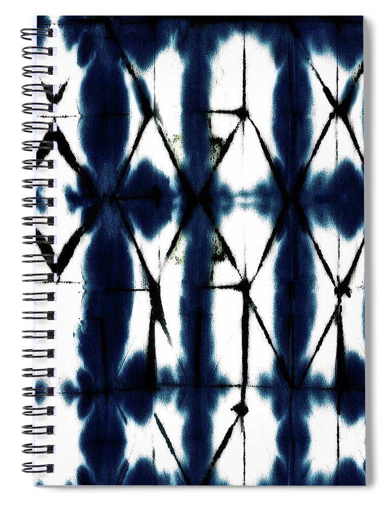 Shibori Spiral Notebook featuring the digital art Diamond Shibori Pattern Seamless Repeat by Sand And Chi
