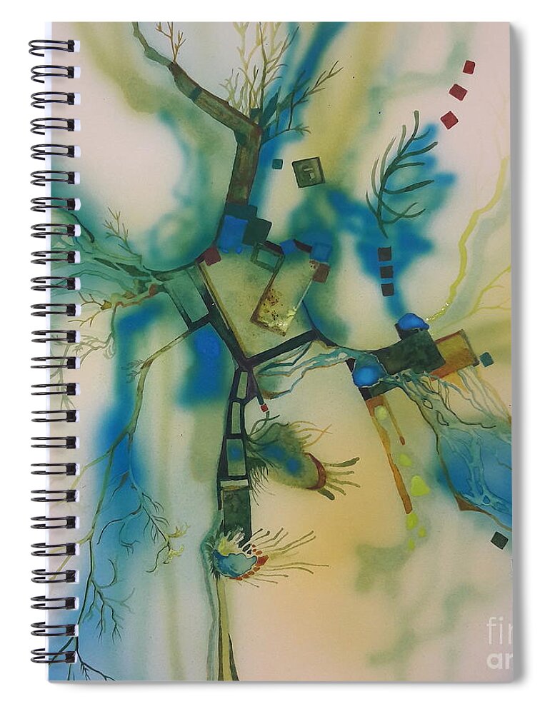 Abstract Spiral Notebook featuring the painting Digitalized Vegetation by Donna Acheson-Juillet