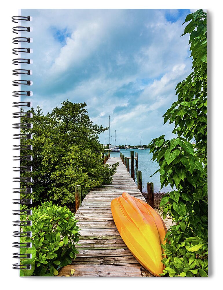 Bahamas Spiral Notebook featuring the photograph Dinghy On Deck by Sandra Foyt