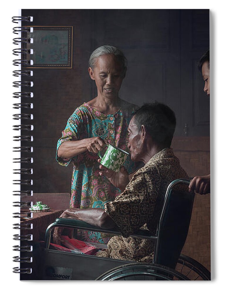 Family Spiral Notebook featuring the photograph Dinner together by Anges Van der Logt