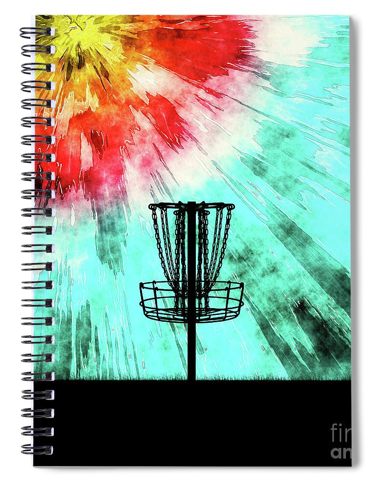 Disc Golf Spiral Notebook featuring the digital art Disc Golf Tie Dye by Phil Perkins