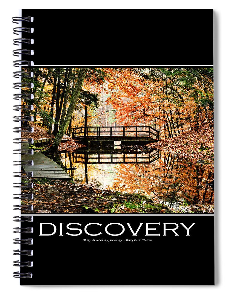 Inspirational Spiral Notebook featuring the mixed media Discovery Inspirational Motivational Poster Art by Christina Rollo
