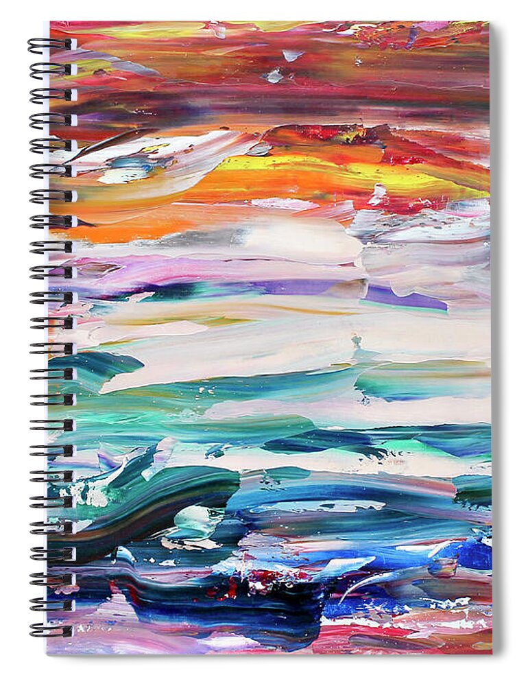 Seascape Spiral Notebook featuring the painting Distant Orca by Teresa Moerer