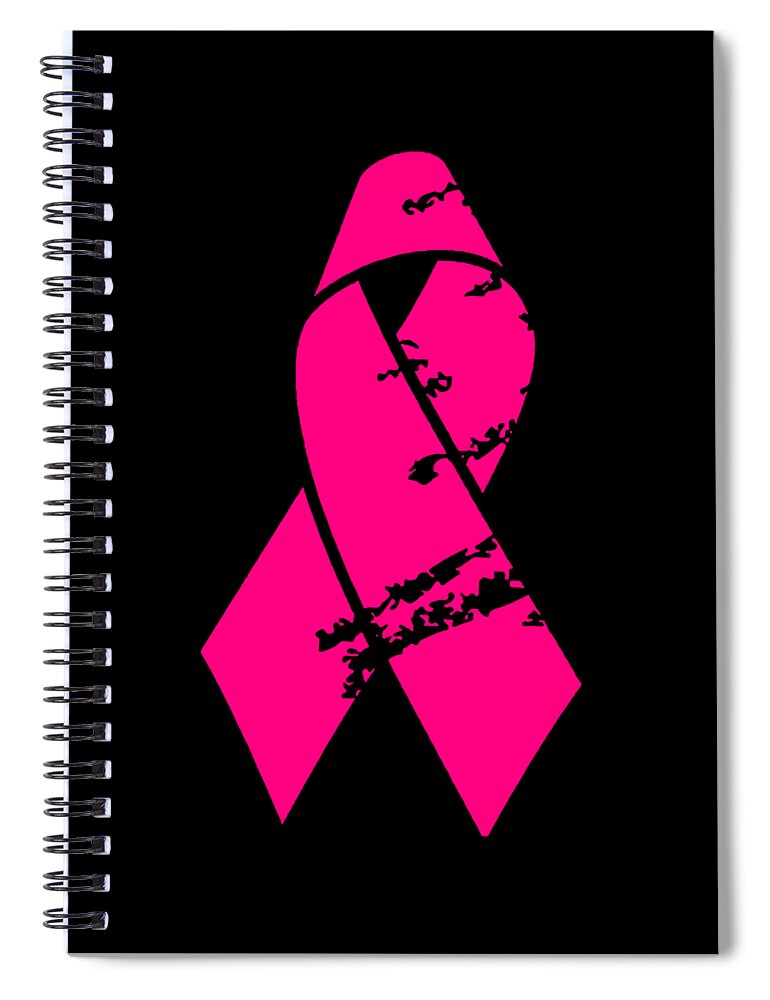 Funny Spiral Notebook featuring the digital art Distressed Pink Ribbon by Flippin Sweet Gear