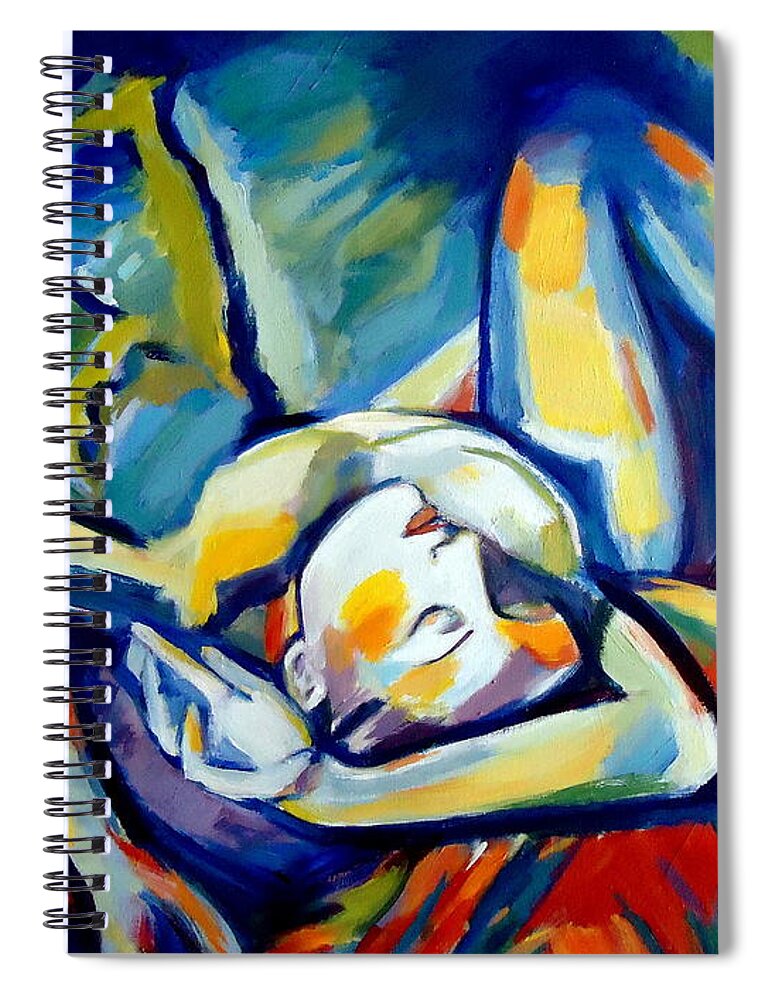 Nude Figures Spiral Notebook featuring the painting Distressful by Helena Wierzbicki