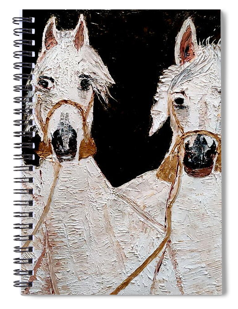 Child Factor Spiral Notebook featuring the painting Divine Beauties by Anand Swaroop Manchiraju