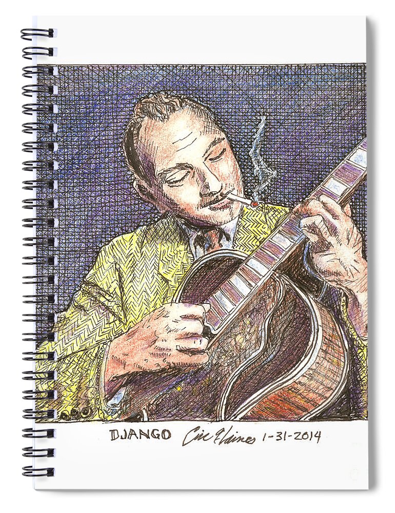 Django Spiral Notebook featuring the drawing Django by Eric Haines