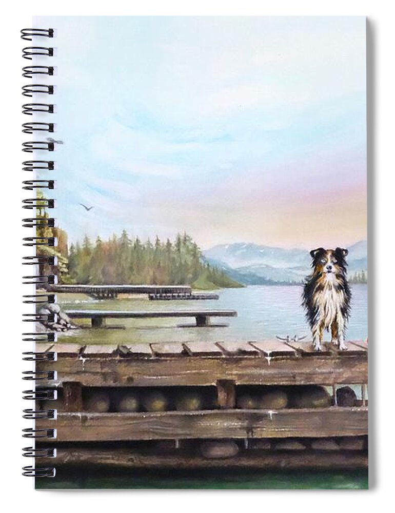 Dock Spiral Notebook featuring the painting Dock Dog by Jeanette Ferguson