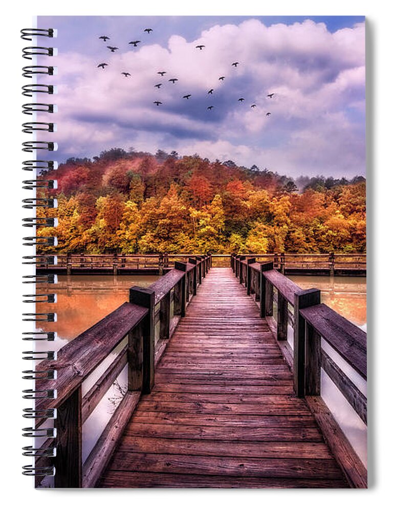 Carolina Spiral Notebook featuring the photograph Dock into Autumn by Debra and Dave Vanderlaan