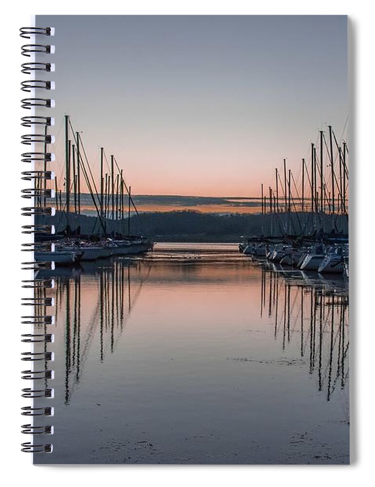 Boats Spiral Notebook featuring the photograph Docked and waiting by Jamie Tyler