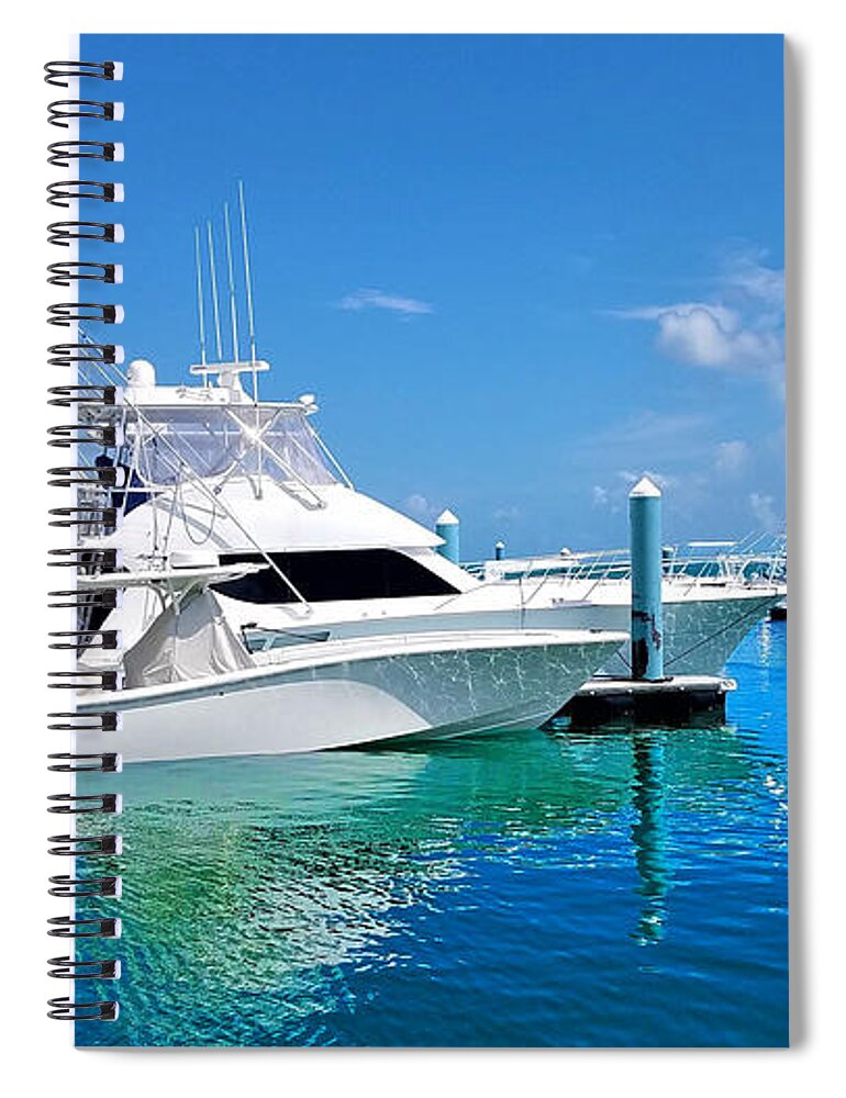 Boat Spiral Notebook featuring the digital art Docks of Key West 5 by Aldane Wynter