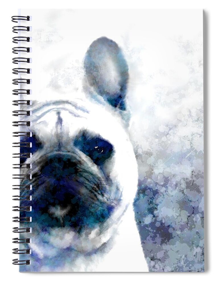 Dog Spiral Notebook featuring the digital art Dog 159 Bulldog by Lucie Dumas