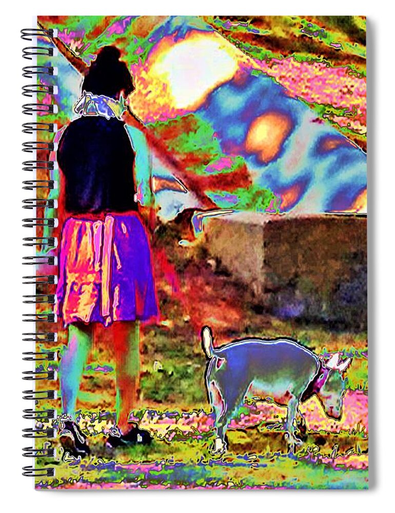 Abstract Spiral Notebook featuring the photograph Dog Walker by Andrew Lawrence