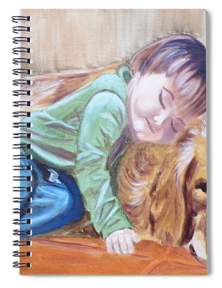 Pets Spiral Notebook featuring the painting Doggy Pillow by Kathie Camara