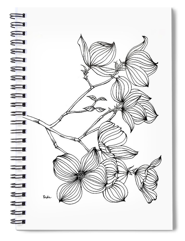 Dogwood Spiral Notebook featuring the drawing Dogwood II by Catherine Bede