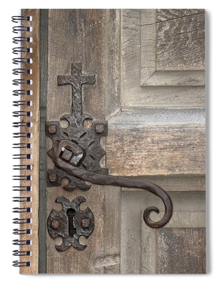 Antique Spiral Notebook featuring the photograph Door Latch to an Historic Spanish Mission by David and Carol Kelly