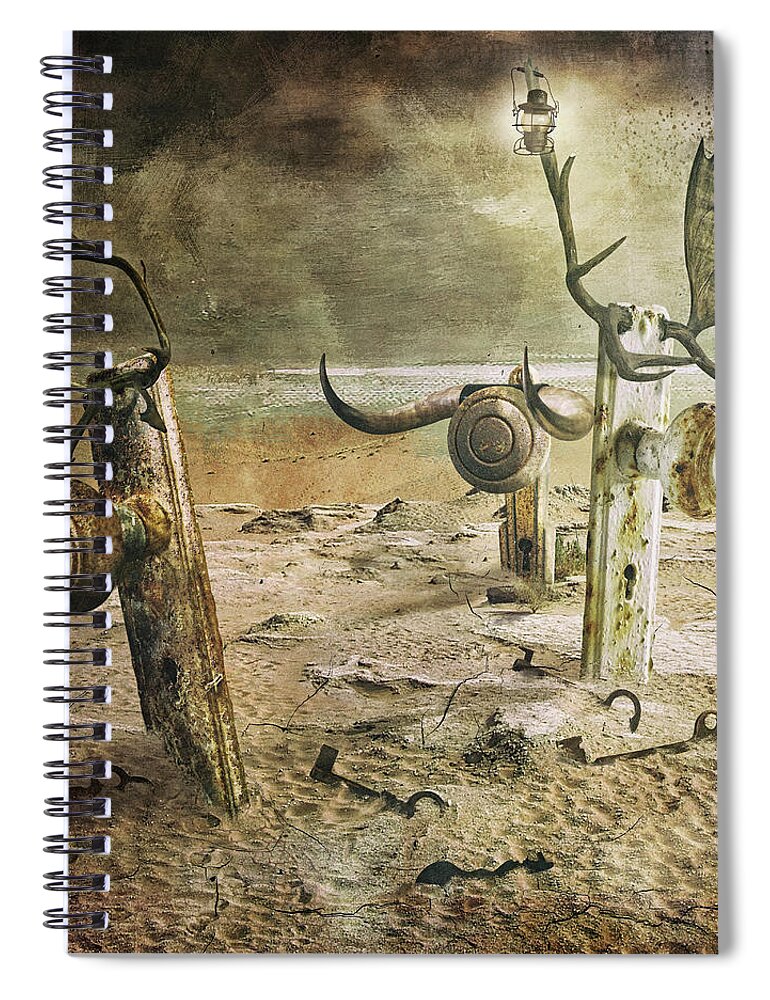 Keys Spiral Notebook featuring the digital art The Mystery by Merrilee Soberg