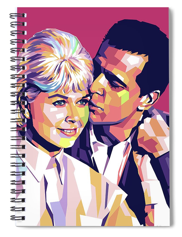 Doris Day Spiral Notebook featuring the painting Doris Day and James Garner by Movie World Posters