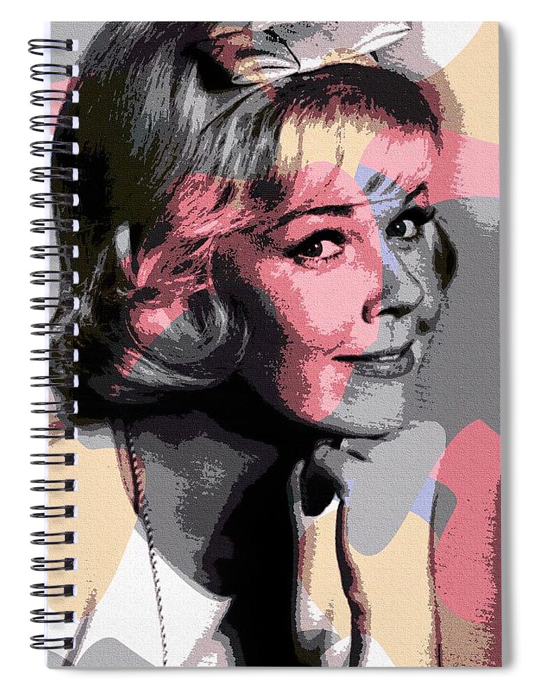 Doris Day Spiral Notebook featuring the mixed media Doris Day modernized portrait by Movie World Posters