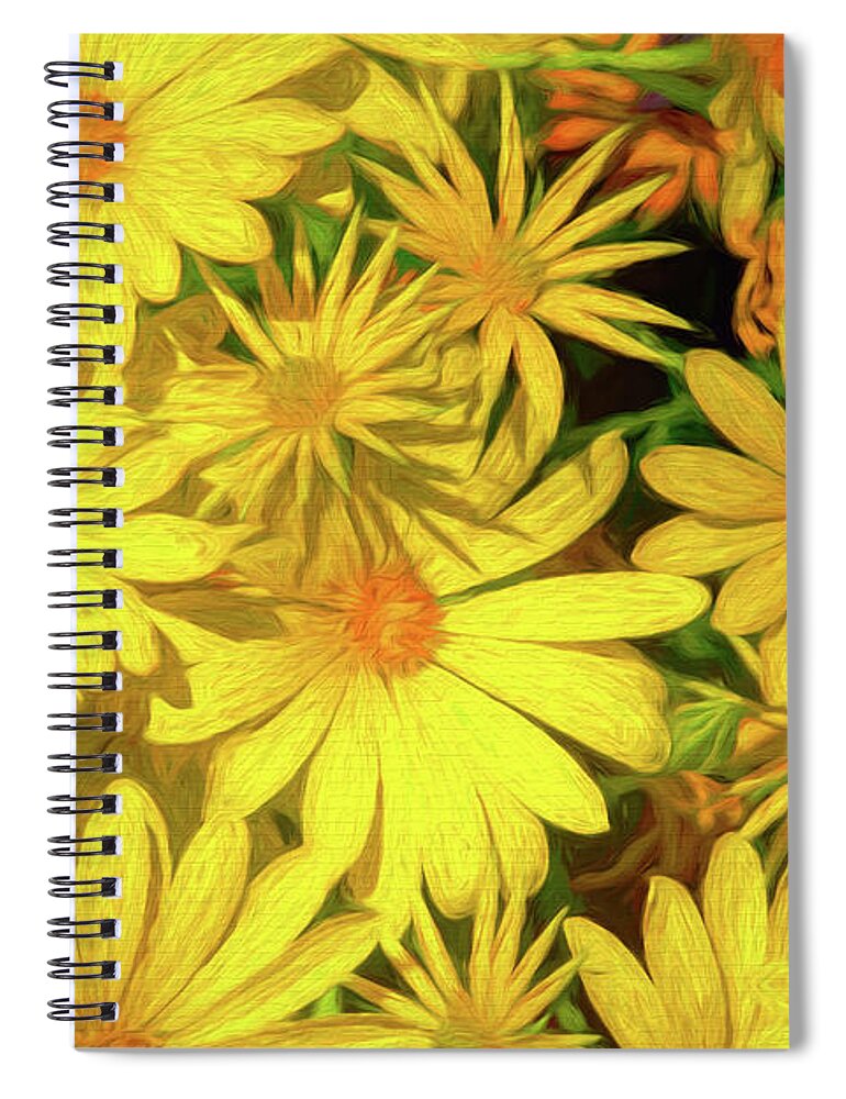 Summer Spiral Notebook featuring the photograph Doronicum Orientale Perennial Abstract by Diana Mary Sharpton