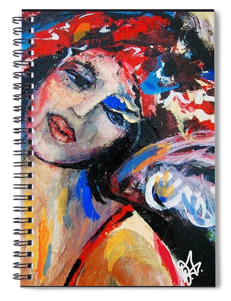 Portrait Spiral Notebook featuring the painting Dot by Dawn Caravetta Fisher