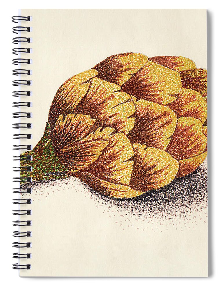 Pointillism Spiral Notebook featuring the drawing Dotted Artichoke by Heather E Harman