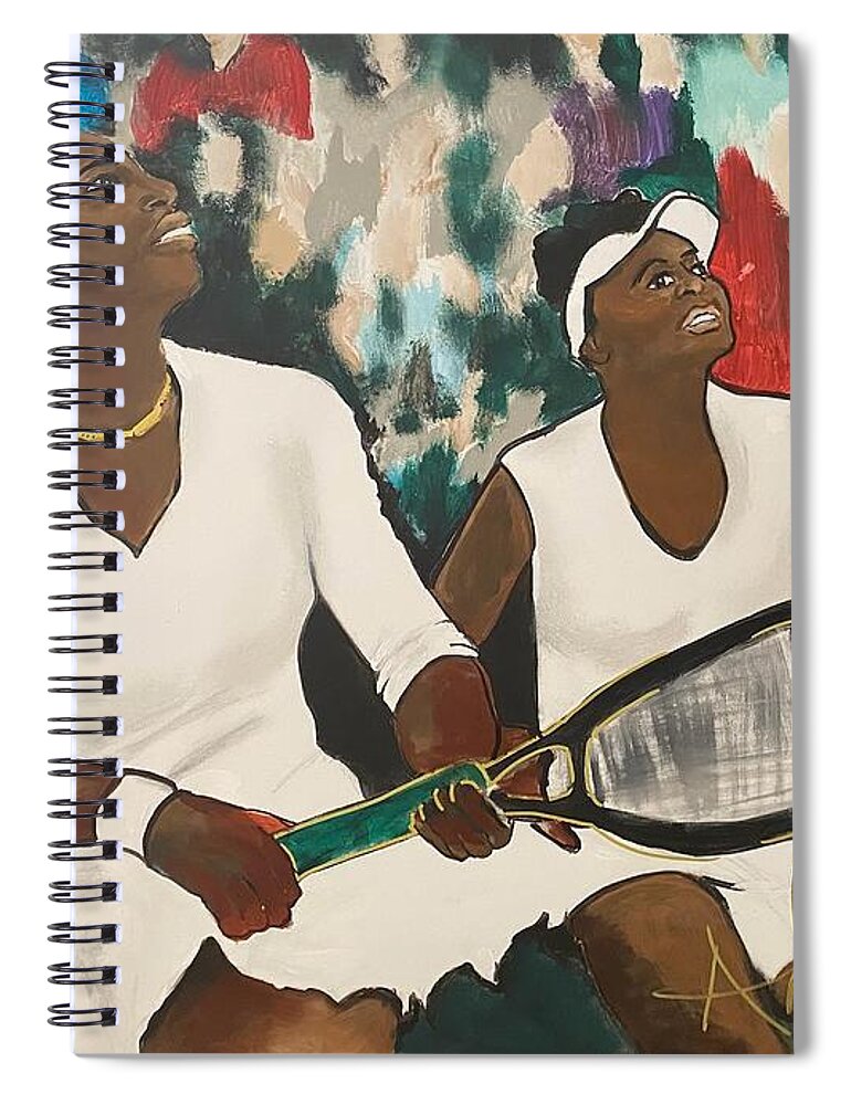  Spiral Notebook featuring the painting Double Fault by Angie ONeal