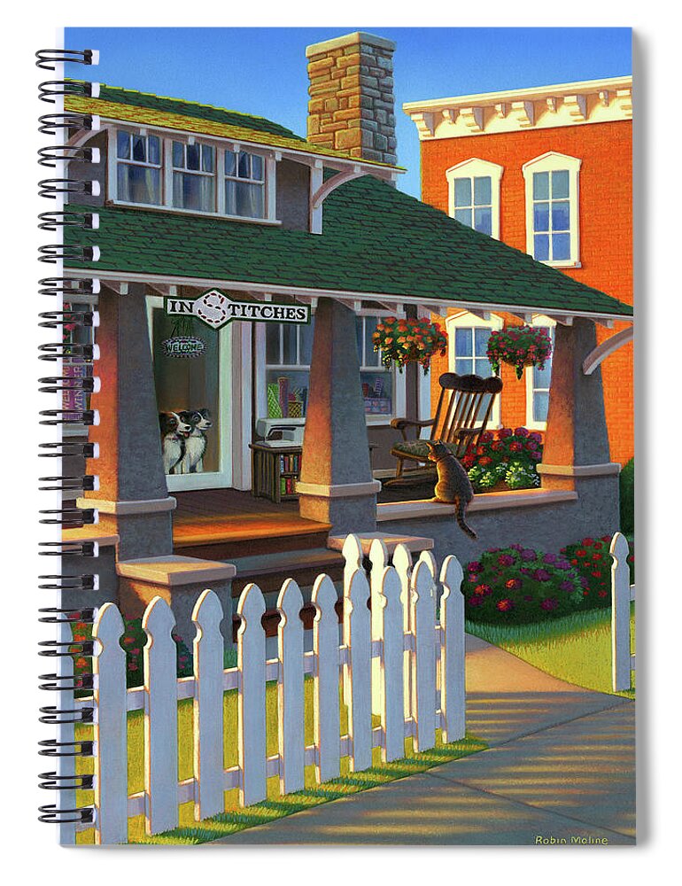 Threaded For Trouble Artwork Cover Spiral Notebook featuring the painting Double Trouble by Robin Moline