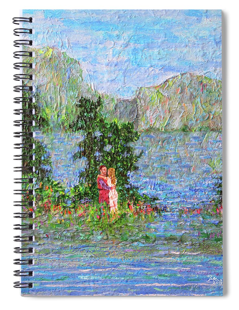 Romance Spiral Notebook featuring the painting Down By the River by Michael A Klein