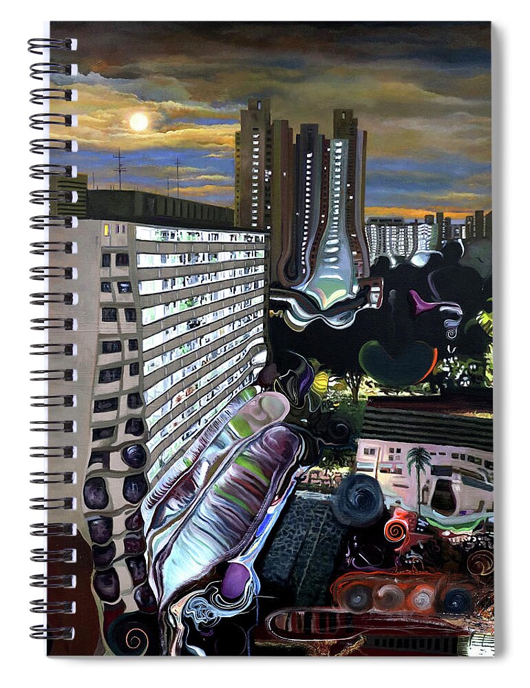 Insomnia Spiral Notebook featuring the painting Down the Drain by Richard Barone