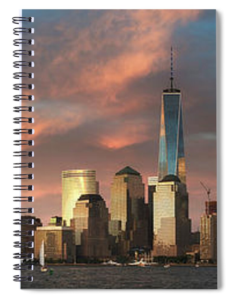 Downtown Manhattan Spiral Notebook featuring the photograph Downtown Manhattan at Sunset by Randy Lemoine