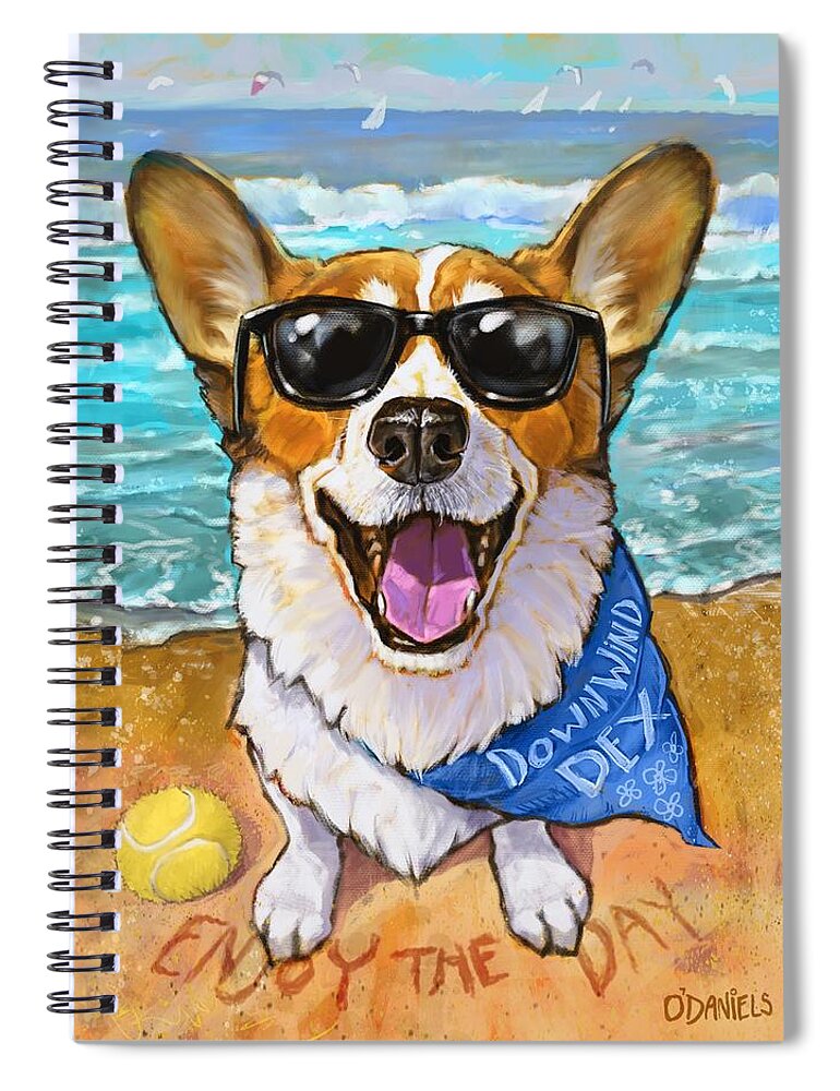 Corgi Spiral Notebook featuring the painting Downwind Dex by Sean ODaniels