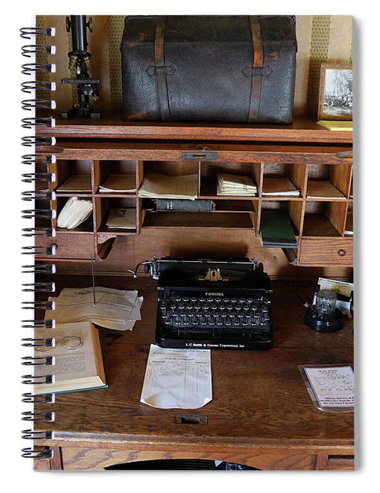 Doctors Office Spiral Notebook featuring the photograph Dr. McGuffin's Desk 7336 by Jack Schultz
