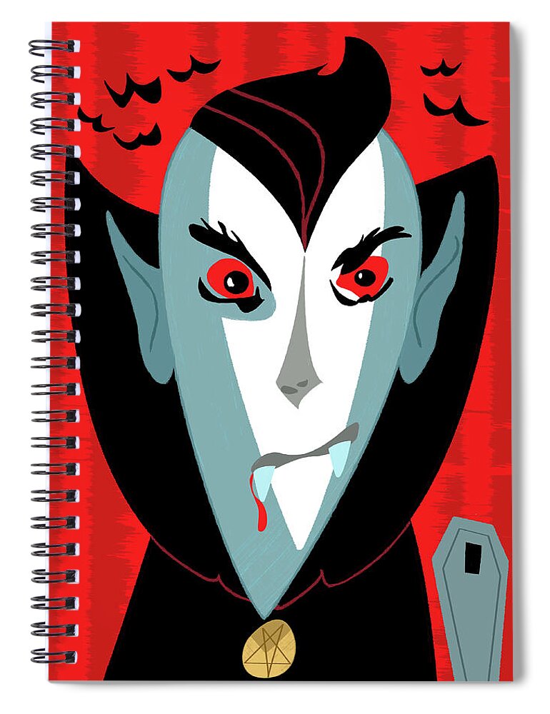 Dracula Spiral Notebook featuring the digital art Dracula by Alan Bodner