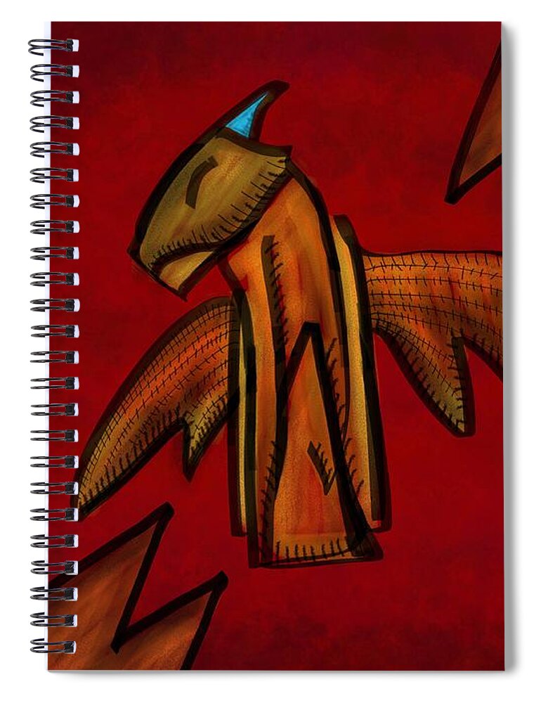 Dragon Spiral Notebook featuring the digital art Dragon in red mist by Ljev Rjadcenko