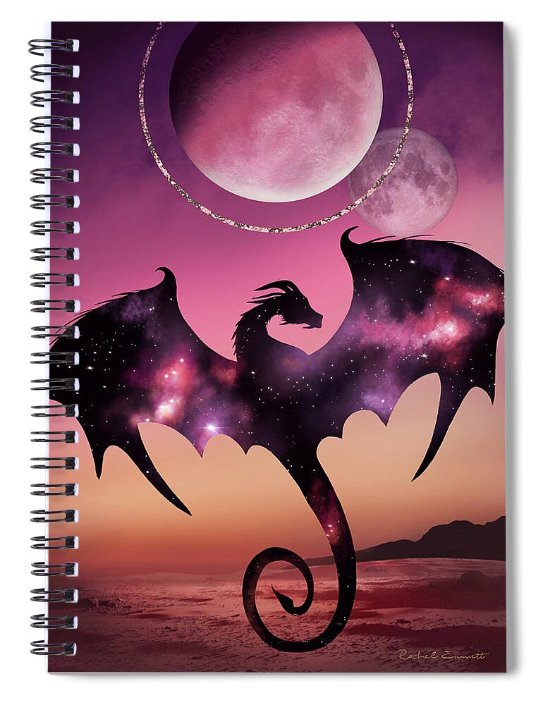 Dragon Spiral Notebook featuring the digital art Dragon Rising by Rachel Emmett
