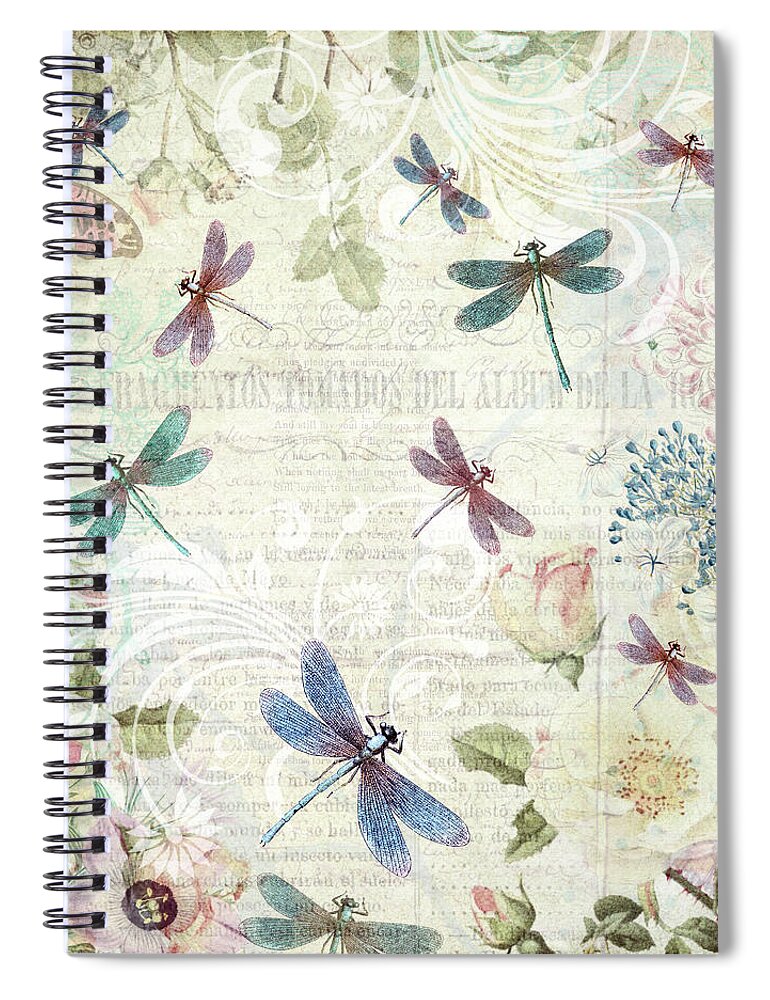 Dragonfly Spiral Notebook featuring the digital art Dragonfly Dreams on a Summer Day by Peggy Collins