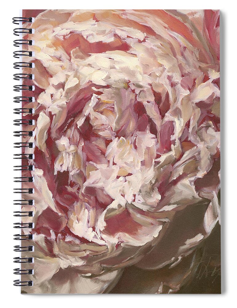 Pink Peony Painting Spiral Notebook featuring the painting Drama Queen Peony by Roxanne Dyer