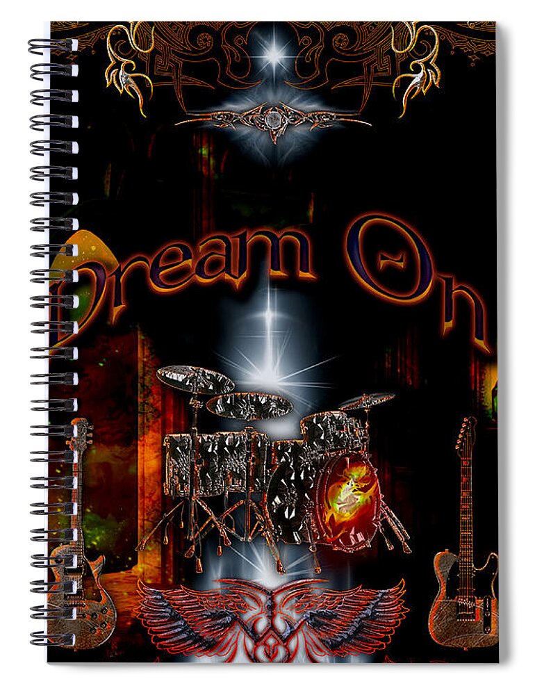 Aerosmith Spiral Notebook featuring the digital art Dream On by Michael Damiani