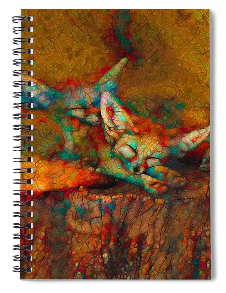 Fennec Foxes Spiral Notebook featuring the digital art Dream Time Fennec Foxes by Joan Stratton