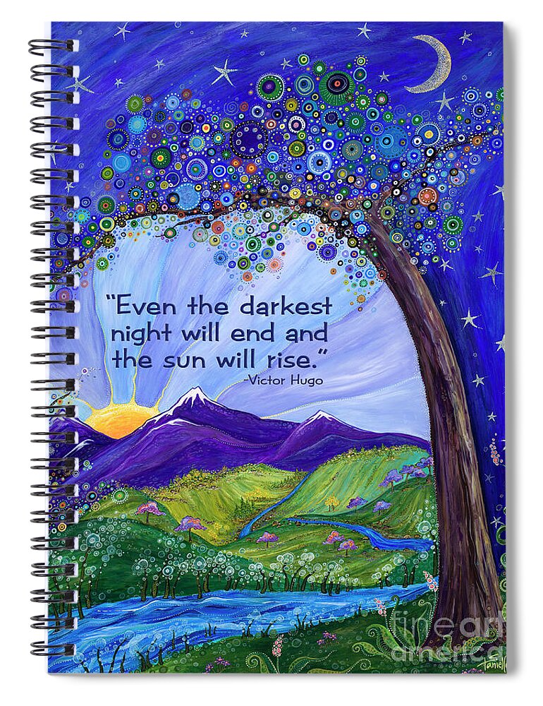Dreaming Tree Spiral Notebook featuring the painting Dreaming Tree with Quote #2 by Tanielle Childers