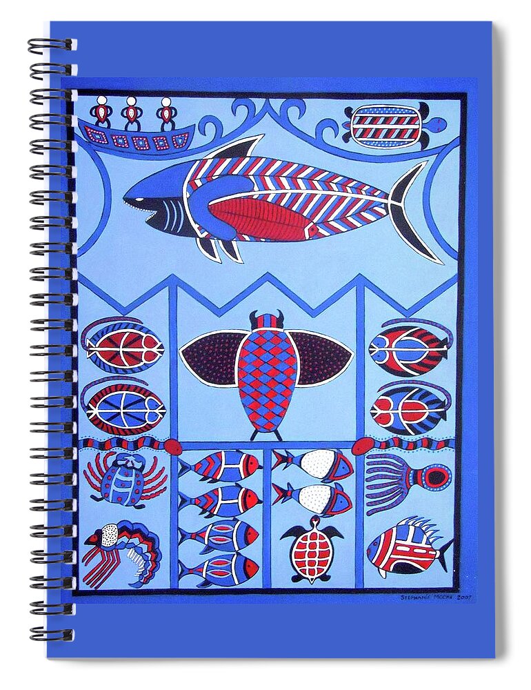 Shark Spiral Notebook featuring the painting Dreamtime by Stephanie Moore
