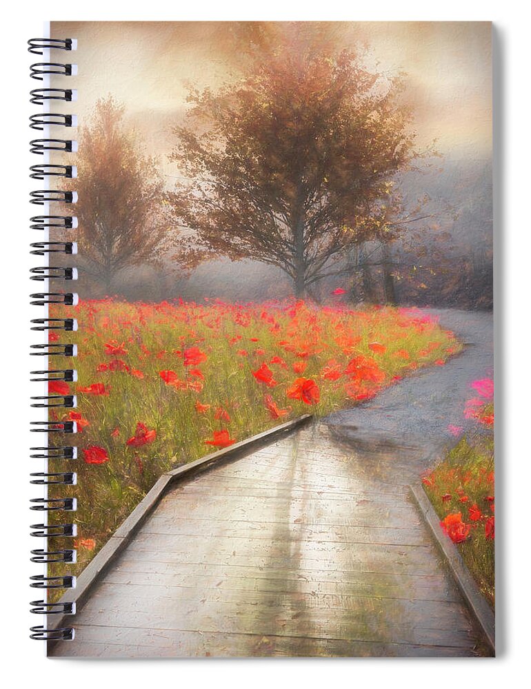 Carolina Spiral Notebook featuring the photograph Dreamy Walk in Poppies II Painting by Debra and Dave Vanderlaan