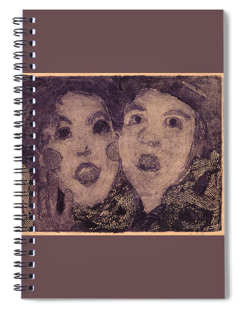 Lino Spiral Notebook featuring the mixed media Dresden Dolls by Tiffany DiGiacomo