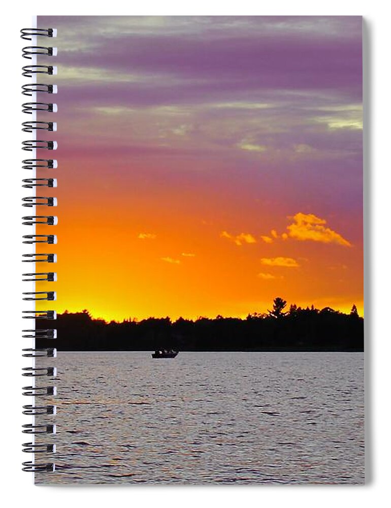 Lake Scene Spiral Notebook featuring the photograph Drifting Away on the Lake by Ann Brown