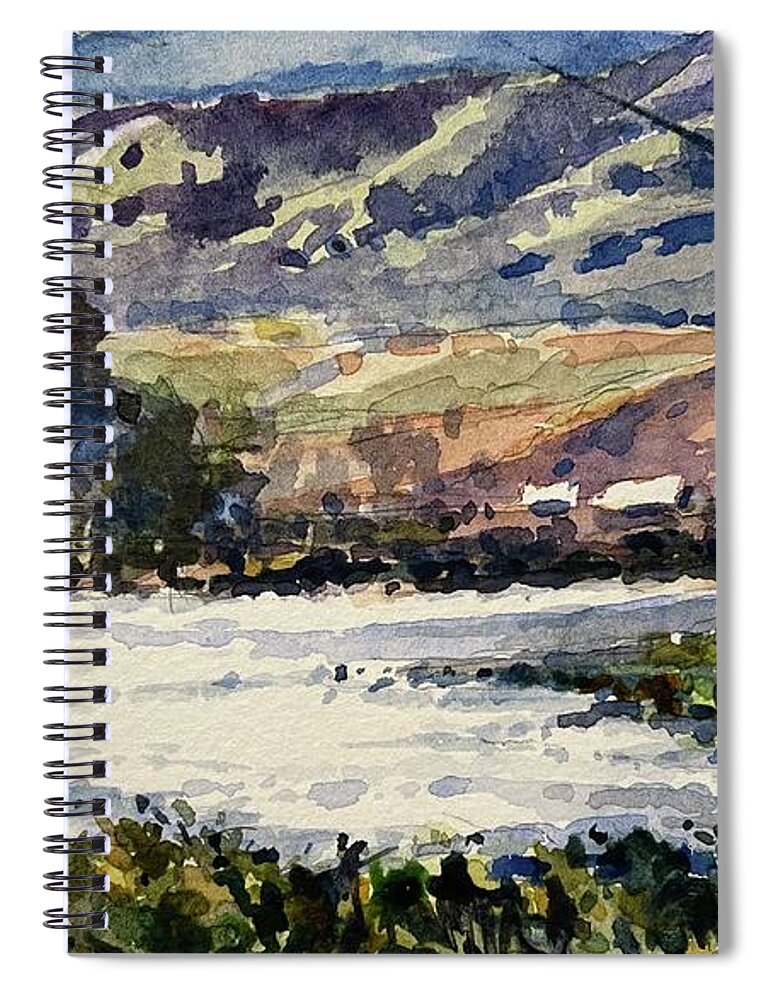 Landscape Spiral Notebook featuring the painting Drifting on the Yellowstone by Les Herman
